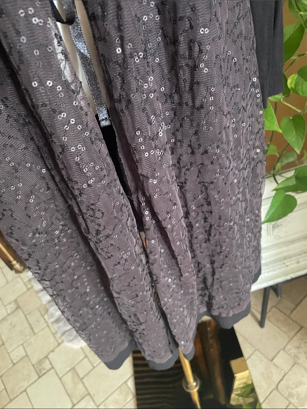 Chan Luu Made in India Sequin Mixed Media Duster Deep Purple Brown Large - Picture 6 of 13